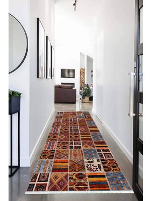 Napoli Home Dijital Baskılı Kaymaz Taban Yıkanabilir Modern Desenli Koridor Halısı Yolluk NHU-HT-1518