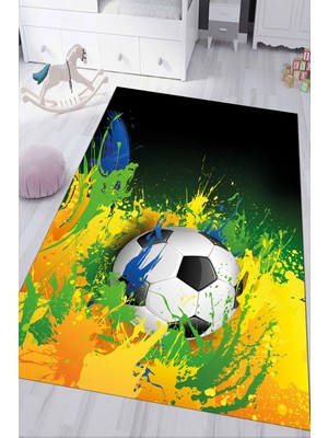 Napoli Home Dijital Baskılı Kaymaz Tabanlı Yıkanabilir Top Desenli Çocuk Odası Halısı NHÇ-HP-688