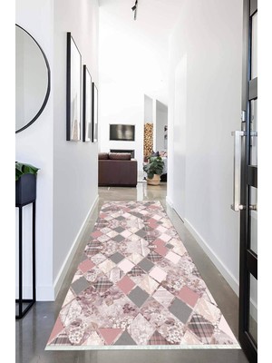 Napoli Home Dijital Baskılı Kaymaz Taban Yıkanabilir Modern Desenli Koridor Halısı Yolluk NHU-HT-201