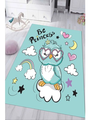 Napoli Home Dijital Baskılı Kaymaz Tabanlı Yıkanabilir Baykuş Desenli Çocuk Odası Halısı NHÇ-HP-718