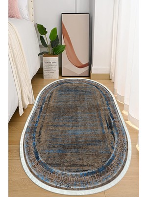 Napoli Home Dijital Baskılı Kaymaz Taban Yıkanabilir Oval Salon  Halısı Mutfak Halısı ve Yolluk NHO-HT-970