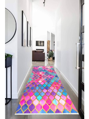 Napoli Home Dijital Baskılı Kaymaz Taban Yıkanabilir Modern Desenli Koridor Halısı Yolluk NHU-HS-327