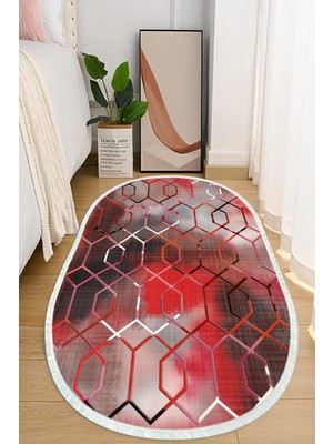 Napoli Home Dijital Baskılı Kaymaz Taban Yıkanabilir Oval Salon  Halısı Mutfak Halısı ve Yolluk NHO-HT-1394