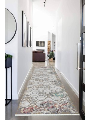 Napoli Home Dijital Baskılı Kaymaz Taban Yıkanabilir Modern Desenli Koridor Halısı Yolluk NHU-HT-296