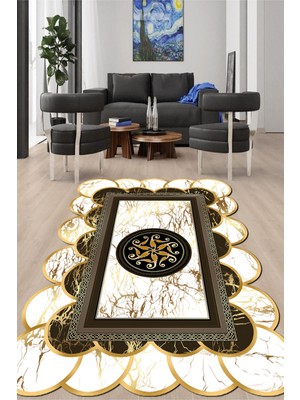 Napoli Home Dijital Baskılı Kaymaz Taban Yıkanabilir Lazer Kesim Salon Halısı ve Yolluk NH-LZR-SD-570