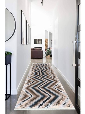 Napoli Home Dijital Baskılı Kaymaz Taban Yıkanabilir Modern Desenli Koridor Halısı Yolluk NHU-HT-115