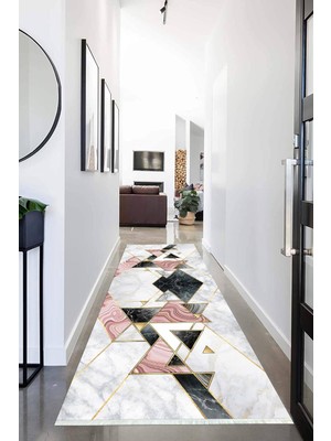 Napoli Home Dijital Baskılı Kaymaz Taban Yıkanabilir Modern Desenli Koridor Halısı Yolluk NHU-HY-1168