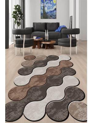 Napoli Home Dijital Baskılı Kaymaz Taban Yıkanabilir Lazer Kesim Salon Halısı ve Yolluk NH-LZR-HT-1222