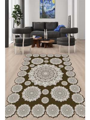 Napoli Home Dijital Baskılı Kaymaz Taban Yıkanabilir Lazer Kesim Salon Halısı ve Yolluk NH-LZR-SD-124