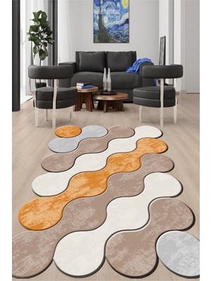 Napoli Home Dijital Baskılı Kaymaz Taban Yıkanabilir Lazer Kesim Salon Halısı ve Yolluk NH-LZR-HT-878