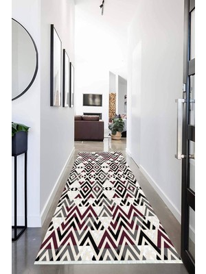 Napoli Home Dijital Baskılı Kaymaz Taban Yıkanabilir Modern Desenli Koridor Halısı Yolluk NHU-HT-783