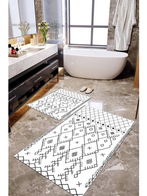 Napoli Home Dijital Baskılı Kaymaz Taban Yıkanabilir 2'li Banyo Paspası Halı Takımı NH-KLZT-SD-557