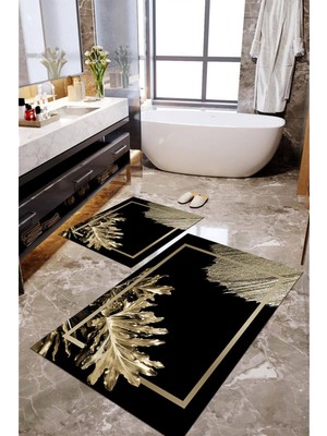 Napoli Home Dijital Baskılı Kaymaz Taban Yıkanabilir 2'li Banyo Paspası Halı Takımı NH-KLZT-HT-847