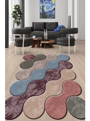 Napoli Home Dijital Baskılı Kaymaz Taban Yıkanabilir Lazer Kesim Salon Halısı ve Yolluk NH-LZR-HT-876