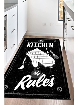 Napoli Home Dijital Baskılı Kaymaz Taban Yıkanabilir Kitchen Rules Mutfak Halısı NHM-HM-551