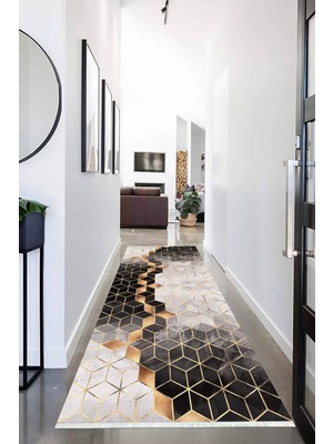 Napoli Home Dijital Baskılı Kaymaz Taban Yıkanabilir Modern Desenli Koridor Halısı Yolluk NHU-HT-322