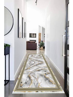Napoli Home Dijital Baskılı Kaymaz Taban Yıkanabilir Modern Desenli Koridor Halısı Yolluk NHU-HY-966