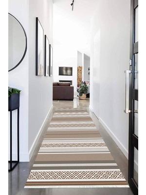Napoli Home Dijital Baskılı Kaymaz Taban Yıkanabilir Modern Desenli Koridor Halısı Yolluk NHU-HT-1391