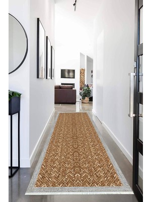 Napoli Home Dijital Baskılı Kaymaz Taban Yıkanabilir Modern Desenli Koridor Halısı Yolluk NHU-SD-356