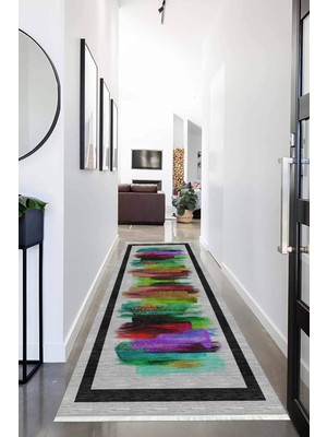 Napoli Home Dijital Baskılı Kaymaz Taban Yıkanabilir Modern Desenli Koridor Halısı Yolluk NHU-HS-251