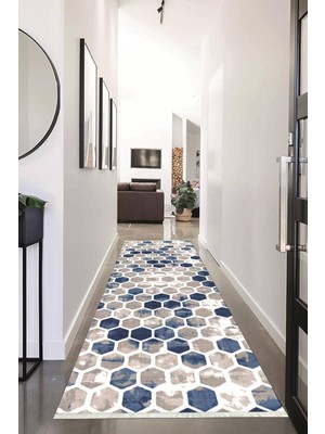 Napoli Home Dijital Baskılı Kaymaz Taban Yıkanabilir Modern Desenli Koridor Halısı Yolluk NHU-HS-214