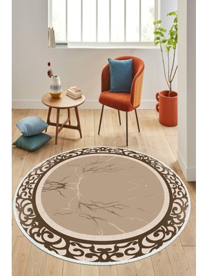 Napoli Home Dijital Baskılı Kaymaz Taban Yıkanabilir Yuvarlak Salon Halısı ve Mutfak Halısı NHY-HT-1404