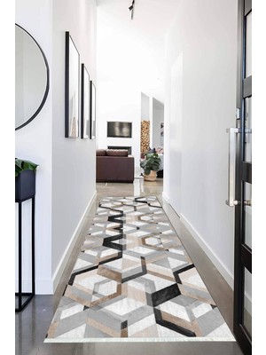 Napoli Home Dijital Baskılı Kaymaz Taban Yıkanabilir Modern Desenli Koridor Halısı Yolluk NHU-HT-176