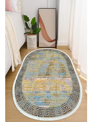 Napoli Home Dijital Baskılı Kaymaz Taban Yıkanabilir Oval Salon  Halısı Mutfak Halısı ve Yolluk NHO-HY-1278