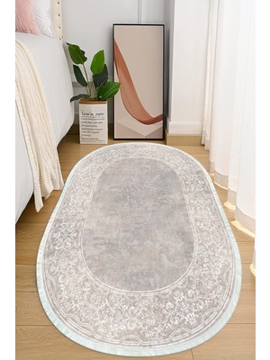 Napoli Home Dijital Baskılı Kaymaz Taban Yıkanabilir Oval Salon  Halısı Mutfak Halısı ve Yolluk NHO-HT-372