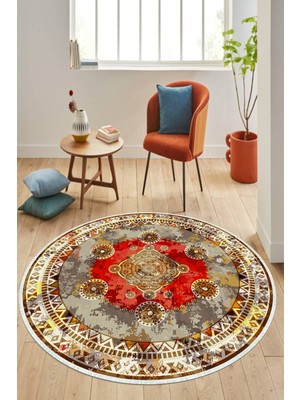 Napoli Home Dijital Baskılı Kaymaz Taban Yıkanabilir Yuvarlak Salon Halısı ve Mutfak Halısı Nhy-Hk-5