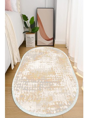 Napoli Home Dijital Baskılı Kaymaz Taban Yıkanabilir Oval Salon  Halısı Mutfak Halısı ve Yolluk Nho-Ht-86