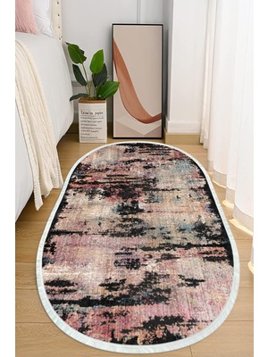 Napoli Home Dijital Baskılı Kaymaz Taban Yıkanabilir Oval Salon  Halısı Mutfak Halısı ve Yolluk NHO-HT-135