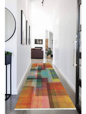 Napoli Home Dijital Baskılı Kaymaz Taban Yıkanabilir Modern Desenli Koridor Halısı Yolluk NHU-HS-231