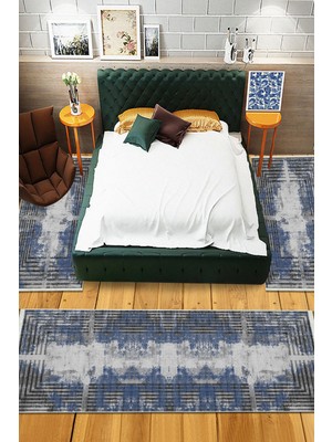 Napoli Home Dijital Baskılı Kaymaz Taban Yıkanabilir Modern Desenli 3'lü Yatak Odası Takım Halısı NHYO-SD-294