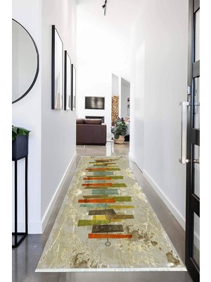 Napoli Home Dijital Baskılı Kaymaz Taban Yıkanabilir Modern Desenli Koridor Halısı Yolluk NHU-SD-371