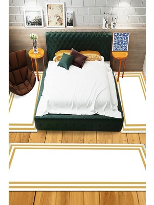 Napoli Home Dijital Baskılı Kaymaz Taban Yıkanabilir Çerçeveli 3'lü Yatak Odası Takım Halısı NHYO-HT-535