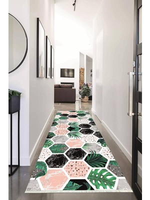 Napoli Home Dijital Baskılı Kaymaz Taban Yıkanabilir Modern Desenli Koridor Halısı Yolluk NHU-HS-294