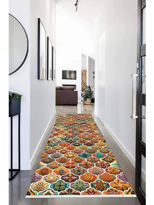 Napoli Home Dijital Baskılı Kaymaz Taban Yıkanabilir Modern Desenli Koridor Halısı Yolluk NHU-HS-350