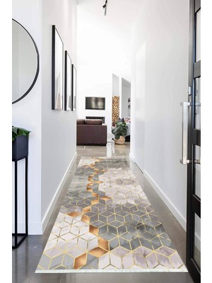 Napoli Home Dijital Baskılı Kaymaz Taban Yıkanabilir Modern Desenli Koridor Halısı Yolluk NHU-HY-1122