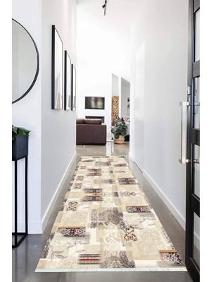 Napoli Home Dijital Baskılı Kaymaz Taban Yıkanabilir Modern Desenli Koridor Halısı Yolluk NHU-HT-951