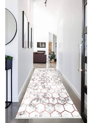 Napoli Home Dijital Baskılı Kaymaz Taban Yıkanabilir Modern Desenli Koridor Halısı Yolluk NHU-HS-435