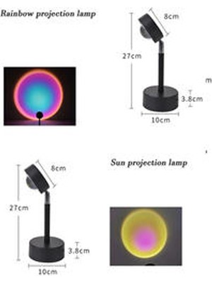 Xinhang USB Gökkuşağı Günbatımı Kırmızı Projektör LED Gece Lambası Güneş Projeksiyon Masa Lambası Yatak Odası Bar Için Kahve Mağazası Duvar Dekorasyon Aydınlatma (Yurt Dışından)