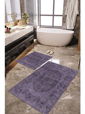 Napoli Home Dijital Baskılı Kaymaz Taban Yıkanabilir 2'li Banyo Paspası Halı Takımı NH-KLZT-HT-148