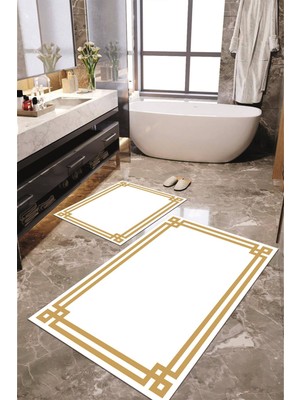 Napoli Home Dijital Baskılı Kaymaz Taban Yıkanabilir 2'li Banyo Paspası Halı Takımı NH-KLZT-HT-434