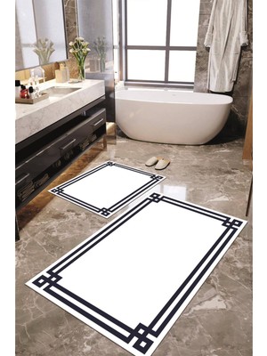 Napoli Home Dijital Baskılı Kaymaz Taban Yıkanabilir 2'li Banyo Paspası Halı Takımı NH-KLZT-HT-436
