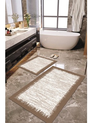 Napoli Home Dijital Baskılı Kaymaz Taban Yıkanabilir 2'li Banyo Paspası Halı Takımı NH-KLZT-HT-510