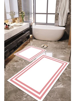 Napoli Home Dijital Baskılı Kaymaz Taban Yıkanabilir 2'li Banyo Paspası Halı Takımı NH-KLZT-HT-526