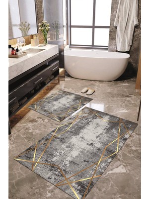 Napoli Home Dijital Baskılı Kaymaz Taban Yıkanabilir 2'li Banyo Paspası Halı Takımı NH-KLZT-HT-694