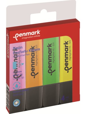 Penmark Fosforlu Kalem 4'lü Karışık Renk Neon