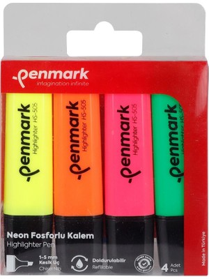 Penmark Fosforlu Kalem 4'lü Karışık Renk Neon